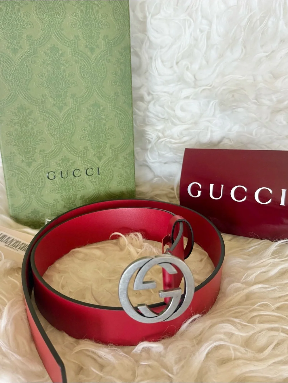 Gucci Interlocking GG Red Leather Belt*NWB